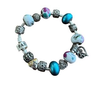 Pandora Sterling Silver 925 Bracelet with 15 (Fifteen) Charms - HOST PICK